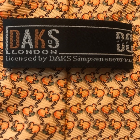 Daks London mouse print silk neck tie orange novelty - Picture 5 of 8